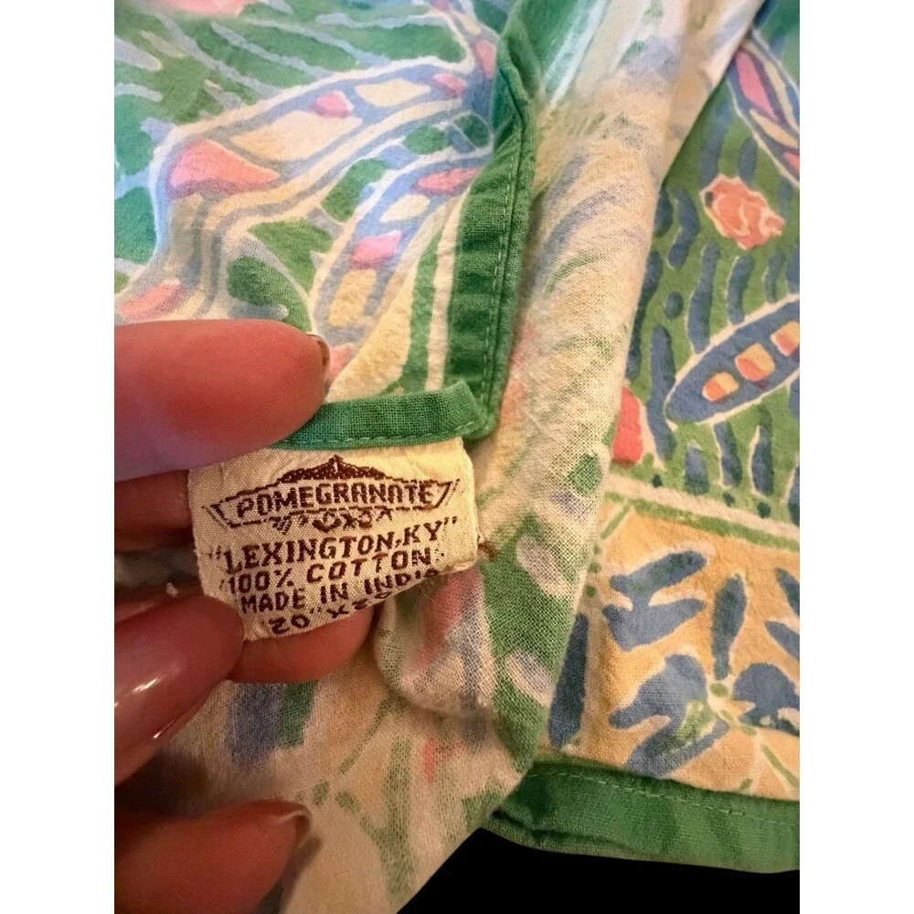 Vtg Tablecloth & Napkin Set Dragonfly Pastel Print by Pomegranate 55